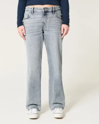 Laag uitgesneden, medium gewassen, relaxte rechte jeans