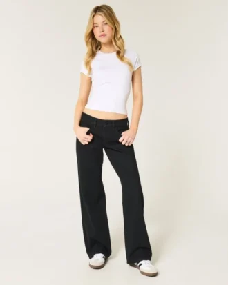 Laag uitgesneden zwarte baggy jeans