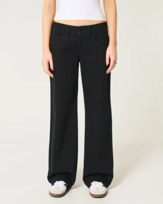 Laag uitgesneden zwarte baggy jeans