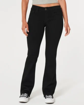 Laag uitgesneden zwarte bootcut jeans