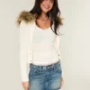 Lage broek met geborduurde denim minirok Lage broek met geborduurde denim minirok