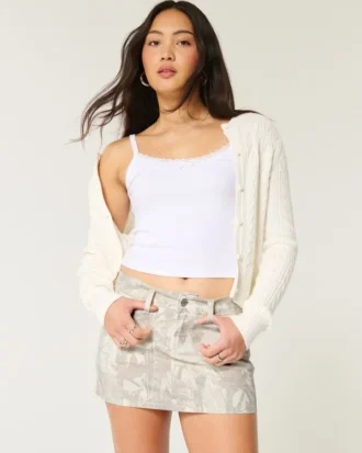 Lage taille camouflage twill minirok