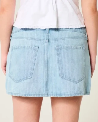 Lage taille denim minirok met spoorwegstrepen