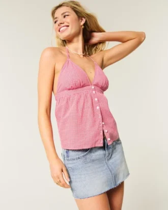 Lage taille denim minirok met sterrenborduursel Lage taille denim minirok met sterrenborduursel
