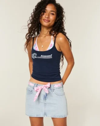 Lage taille Denim minirok met strik