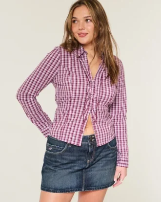Lage taille donkerblauwe denim minirok