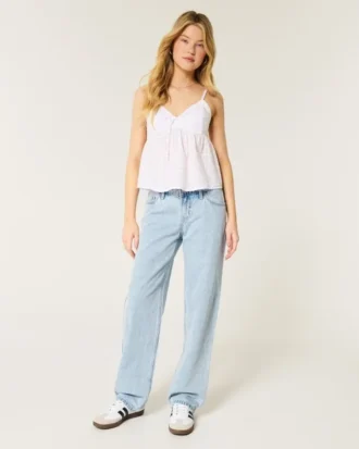 Lage taille, lichtgewassen, losse jeans