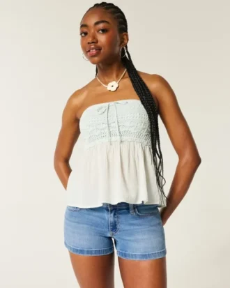 Lage taille, medium gewassen denim korte broek