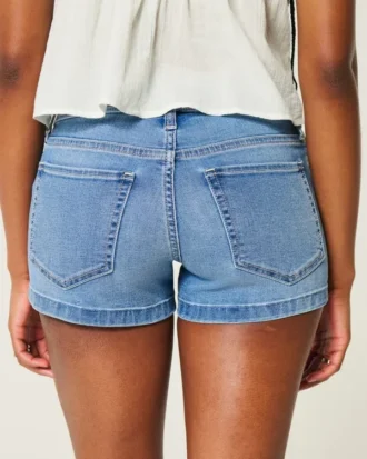 Lage taille, medium gewassen denim korte broek