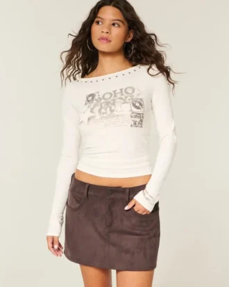 Lage taille mini-rok van imitatiesuède