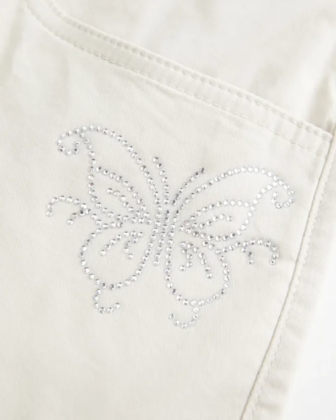 Lage taille Shine Butterfly Twill minirok Lage taille Shine Butterfly Twill minirok