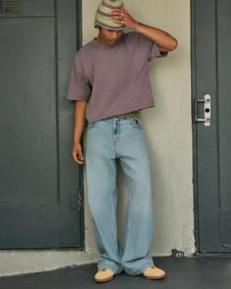 Lichtgewassen Astronaut Graphic Super Baggy Jeans
