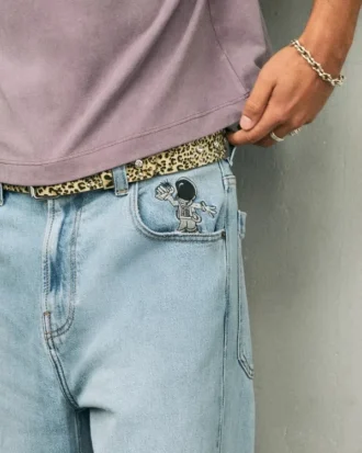 Lichtgewassen Astronaut Graphic Super Baggy Jeans