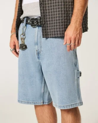 Lichtgewassen baggy denim schildersshort