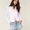 Lichtgewassen denim minirok met studs