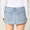 Lichtgewassen denim minirok met studs