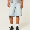 Lichtgewassen denim short met grafisch patroon en superbaggy pasvorm