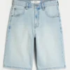 Lichtgewassen denim short met grafisch patroon en superbaggy pasvorm