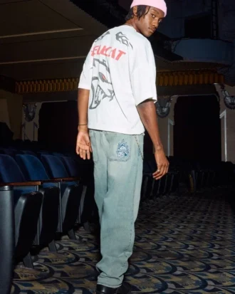 Lichtgewassen geborduurde Dice Skater Baggy Jeans Lichtgewassen geborduurde Dice Skater Baggy Jeans