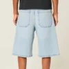 Lichtgewassen versierde superbaggy denim short Lichtgewassen versierde superbaggy denim short
