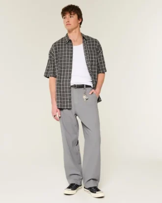 Linnenmix flexibele taille baggy broek