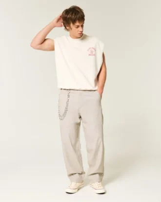 Linnenmix flexibele taille baggy broek