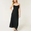 Linnenmix midi-jurk met open rug Linnenmix midi-jurk met open rug