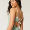 Linnenmix midi-jurk met open rug