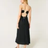 Linnenmix midi-jurk met open rug Linnenmix midi-jurk met open rug