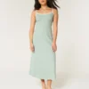 Linnenmix midi-jurk met open rug