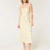 Linnenmix midi-jurk met open rug Linnenmix midi-jurk met open rug