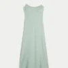 Linnenmix midi-jurk met open rug