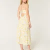 Linnenmix midi-jurk met open rug Linnenmix midi-jurk met open rug