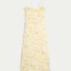 Linnenmix midi-jurk met open rug Linnenmix midi-jurk met open rug