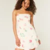 Linnenmix strapless mini-jurk Linnenmix strapless mini-jurk