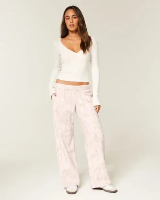 Logo Graphic Pink Camo Sweatpants met wijde pijpen