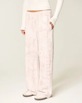 Logo Graphic Pink Camo Sweatpants met wijde pijpen