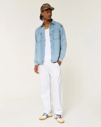 Losse broek van linnenmix
