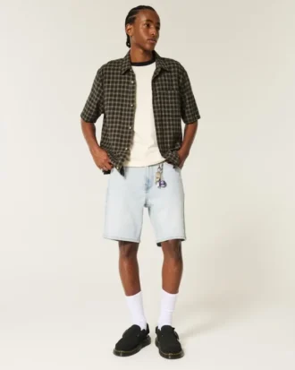 Losse denim short boven de knie