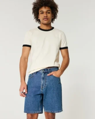 Losse denim short boven de knie