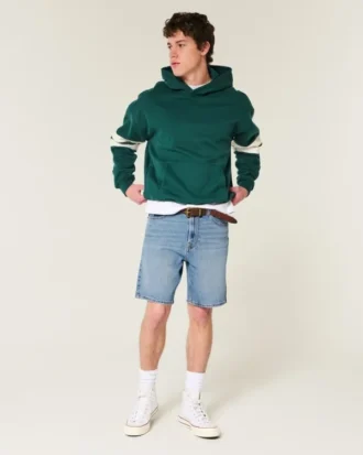 Losse denim short boven de knie