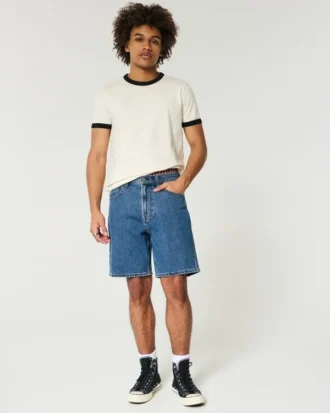 Losse denim short boven de knie