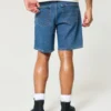 Losse denim short boven de knie Losse denim short boven de knie