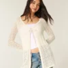 Luchtig strandvest met lange mouwen en strik aan de voorkant Luchtig strandvest met lange mouwen en strik aan de voorkant