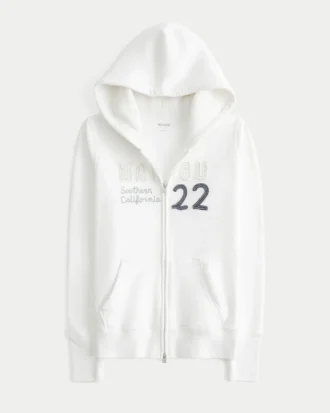 Malibu-hoodie met capuchon, wafelvoering en ritssluiting