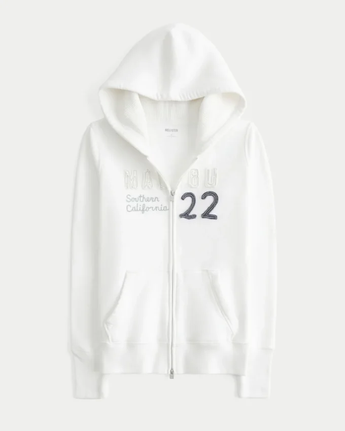 Malibu-hoodie met capuchon, wafelvoering en ritssluiting Malibu-hoodie met capuchon, wafelvoering en ritssluiting