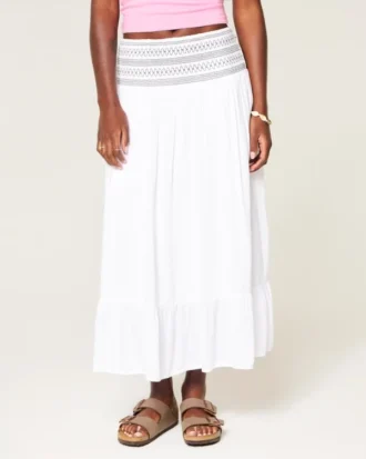Maxirok met gesmokte taille