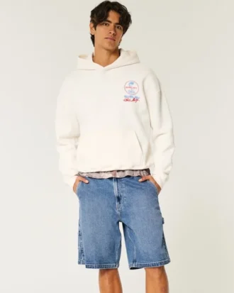 Medium gewassen baggy denim shorts