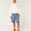 Medium gewassen baggy denim shorts