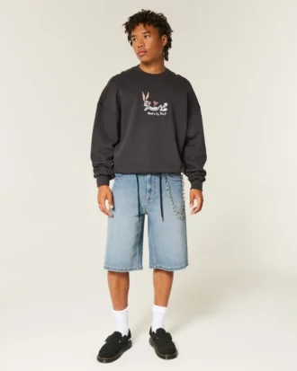 Medium gewassen superbaggy denim shorts